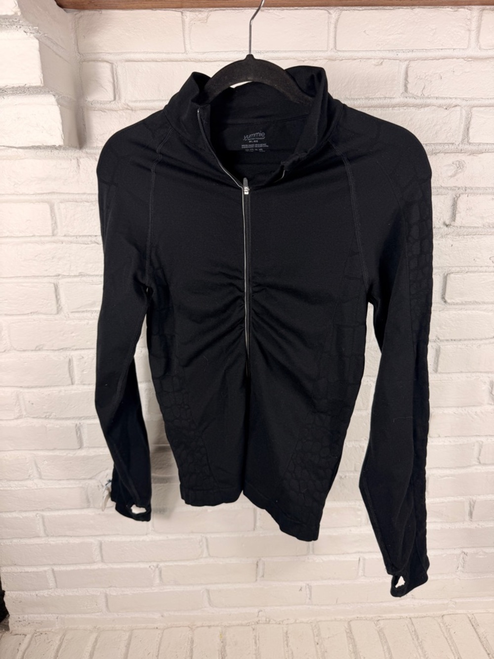 Yummie Zip Front Shapewear Top Black Stretch Sculpting Jacket Small
